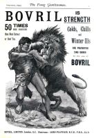 Bovril advert of Hercules fighting a lion by Stanley Berkeley from Young Gentlewoman magazine of 1892