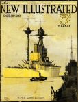 HMS Queen Elizabeth super dreadnought by Harry Hudson Rodmell on the cover of New Illustrated magazine (18 October 1919)