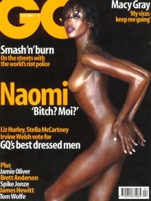 Cute cover-up: Naomi Campbell on the cover of GQ in April 2000