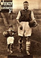 Eddie Hapgood, the England and Arsenal captain, on the cover of Weekly Illustrated in 1934 with his son, Tony