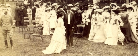 Surrounded by women: detail from a 1902 photograph of Kitchener at a garden party